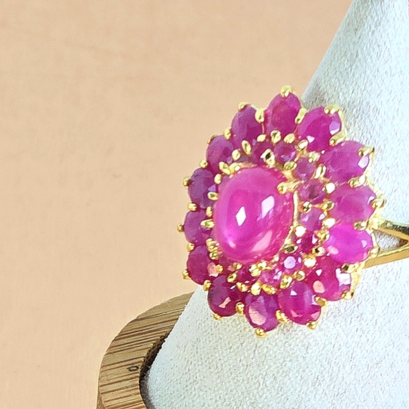 925 Sterling Silver Ring Sz 7 with Natural Ruby Gemstones - Picture 7 of 13